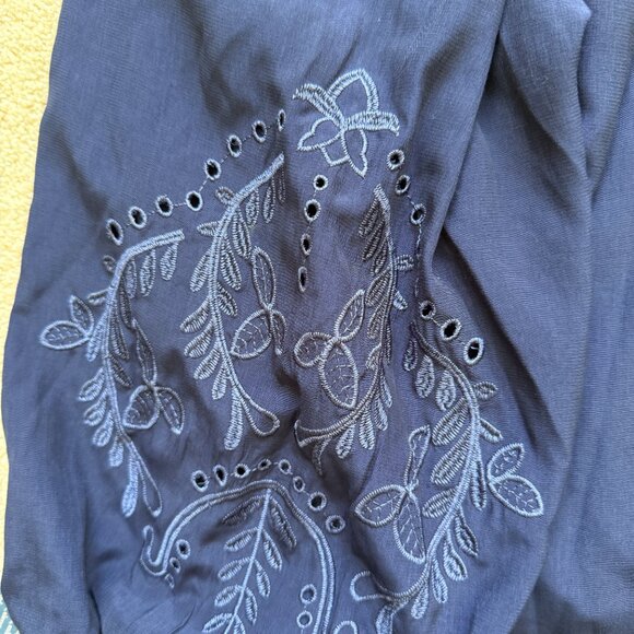 NWT Democracy dark blue womens XXL blouse with patterned sleeves - Picture 5 of 5